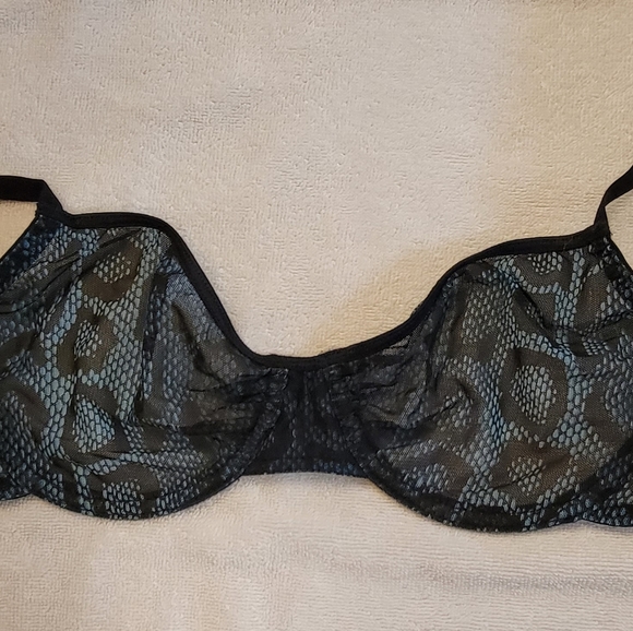 Joe Boxer Blue and Black Snake Print Sheer Bra, 36B - Picture 1 of 4
